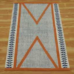 Burnt Orange Bedroom Square Cotton Floor Area Rug Kilim Living Room Boho Decor Yoga Mat 5x5 8x8 12x12 Feet - thumbnail 2