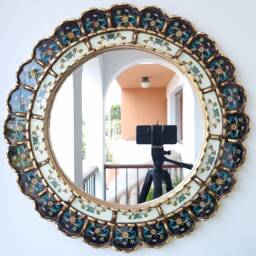 Peruvian Black Harmonious Mirror 50 cm Handmade Wall Decor - Carved Wood Round Elegant Statement For Living Room Bathroom