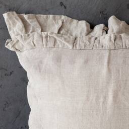 Natural Unbleached Linen Pillow Case With Ruffles - Softened Pillow-standard, Queen, King Sizes- Flax - thumbnail 2