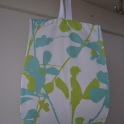 New Home Housewarming Gift White Fabric With Green Leafs Storage Holder/ Bath Decor /Toilet Roll Holder - thumbnail 3