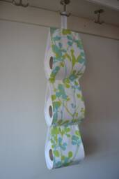 New Home Housewarming Gift White Fabric With Green Leafs Storage Holder/ Bath Decor /Toilet Roll Holder - thumbnail 1