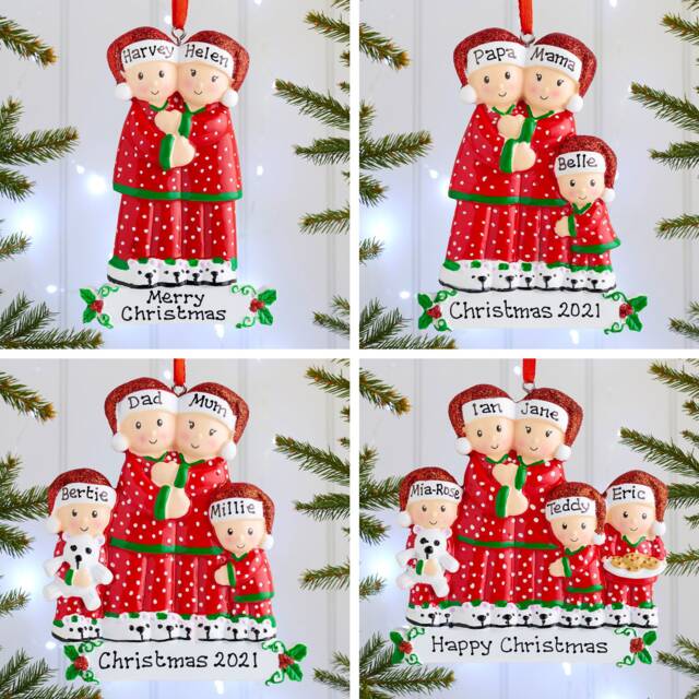 Personalised Christmas Tree Decoration Ornament - Pajama Family - image 1