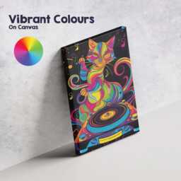 Rainbow Psychedelic Dj Cat Music Illustration Canvas Wall Art Print Decor Picture Ready To Hang - thumbnail 4