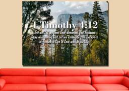 1 Timothy 412 Don't Let Anyone Look Down On You Because Are Young Bible Verse Wall Art Canvas Scripture Home Decor Religious Framed - thumbnail 1