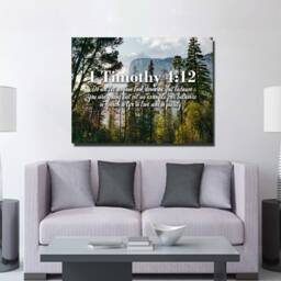 1 Timothy 412 Don't Let Anyone Look Down On You Because Are Young Bible Verse Wall Art Canvas Scripture Home Decor Religious Framed - thumbnail 2