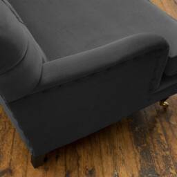 3 Seater Graphite Grey Velvet Fabric Chesterfield Sofa, British Handmade - thumbnail 3