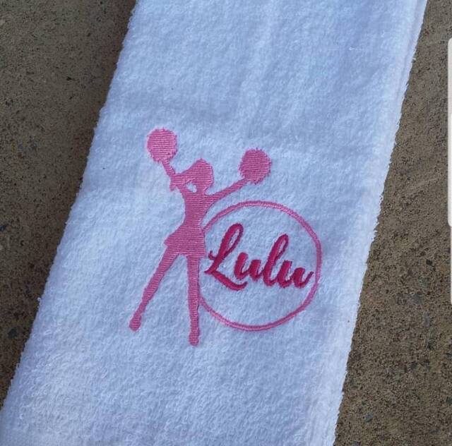 Embroidered Cheer Monogram Frame Sweat Towel Monogrammed Gym Towel, Cheerleading Gift - image 1