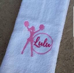 Embroidered Cheer Monogram Frame Sweat Towel Monogrammed Gym Towel, Cheerleading Gift - thumbnail 1