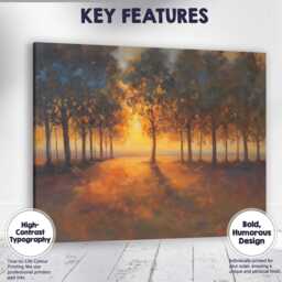 Warm Autumn Sunset Forest Glade Impressionist Landscape Canvas Wall Art Print Decor Picture Ready To Hang - thumbnail 1