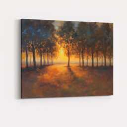 Warm Autumn Sunset Forest Glade Impressionist Landscape Canvas Wall Art Print Decor Picture Ready To Hang - thumbnail 4