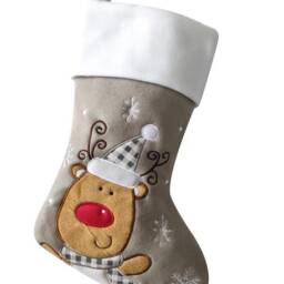 Personalised Silver Reindeer Deluxe Christmas Stocking, Personalized Gift, Personalised Grey Stocking - thumbnail 3