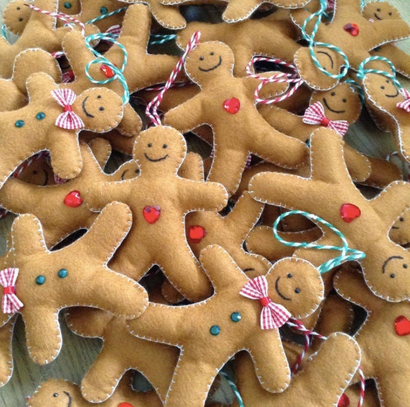 Gingerbread Man Christmas Tree Decoration Felt Ornament Decorations Cute Bauble Gift Wall Decor - image 1