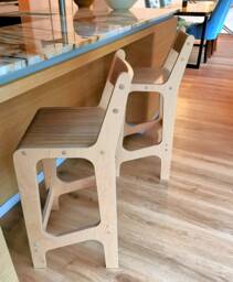 Handmade Plywood Bar Stool Set Scandinavian Kitchen Chair With Backrest
