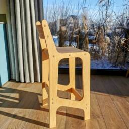 Handmade Plywood Bar Stool Set Scandinavian Kitchen Chair With Backrest - thumbnail 4