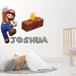 Above Bed For Boys Room Wall Decal. Nursery Decor. Crib Name Stickers. Game Boy Art Mural Da62 - thumbnail 3