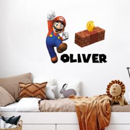 Above Bed For Boys Room Wall Decal. Nursery Decor. Crib Name Stickers. Game Boy Art Mural Da62 - thumbnail 2