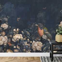 Vintage Chinoiserie Mural - Birds, Flowers, Trees Peel & Stick Wallpaper - thumbnail 3