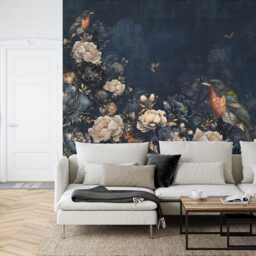 Vintage Chinoiserie Mural - Birds, Flowers, Trees Peel & Stick Wallpaper - thumbnail 2
