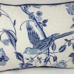 "Laura Ashley Royal Blue Bird Cushion Cover 14"" X 22" - thumbnail 2