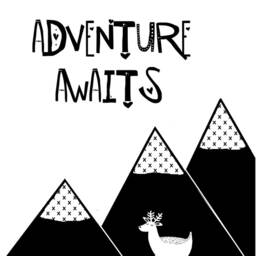 Monochrome Neutral Baby Blanket - Scandinavian Style in Black White With Deer Mountains - thumbnail 2