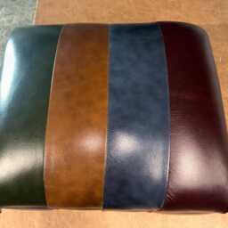 Real Leather Striped Footstool - Any 4 Colours You Like - thumbnail 2