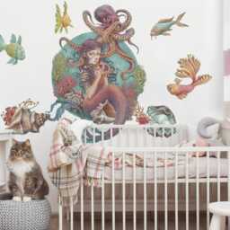 Underwater Mermaids Wall Stickers For Kids Room, Vivid Baby Room Decor, Fantastic Decal Children's Self Adhesive - thumbnail 3