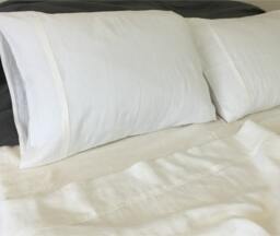 Linen Bed Sheets in White Medium Weight Linen, Top Sheet, Fitted Linen Sheets Queen, King, Full, Twin Or Custom Size