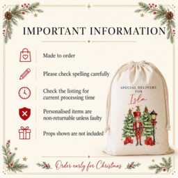 Personalised Santa Sack With Name - Nutcracker Soldier Christmas Stocking, Custom Gift Bag For Kids Holiday Present - thumbnail 4