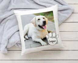 Personalised Pet Cushion - Clustog Anifail Anwes Personol Custom Cat Gift Dog Photo Cymraeg - thumbnail 1