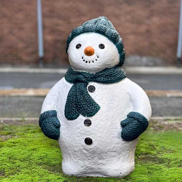 Garden Snowman Sculpture Handcrafted Stone Winter Statue Cute Ornament Outdoor Festive Decoration Holiday Cement Figurine Yard Gift - image 1