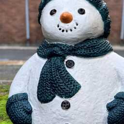 Garden Snowman Sculpture Handcrafted Stone Winter Statue Cute Ornament Outdoor Festive Decoration Holiday Cement Figurine Yard Gift - thumbnail 2
