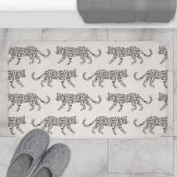 Plush Bath Mat, Leopard Parade, Chocolate On Cream, Jungle Cats, Safari Decor, Bathroom Rug, Animal Print Home Kids Room, Cheetah