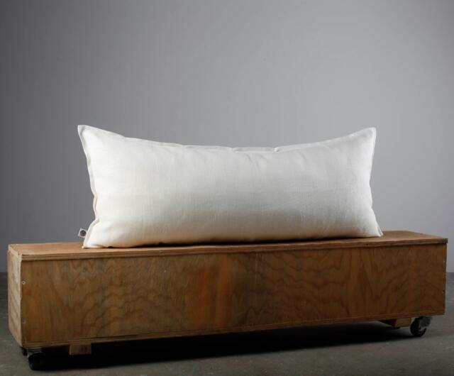 White Linen Lumbar Pillow Cover Handmade Decorative Cushion Case - image 1