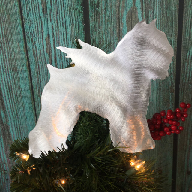Bouvier Des Flandres Angel Dog, Beautiful Silhouette in Metal, Christmas Tree Topper, Wall Hanging Or Shelf Art Yard Stake, Great Gift - image 1