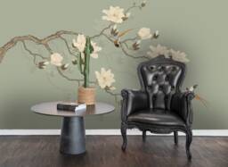 3D Magnolia Bird Wallpaper, Floral Wall Mural, Peel & Stick - thumbnail 1
