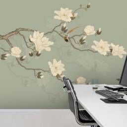 3D Magnolia Bird Wallpaper, Floral Wall Mural, Peel & Stick - thumbnail 2
