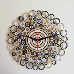 Wall Clock, Paper Unique Clocks, White Black Creme Home Decor, Housewarming Gift, Zebra Handmade in Italy, New Gift - thumbnail 3