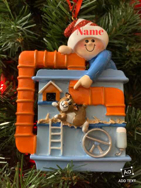 Personalized Child & Guinea Pig Christmas Ornament