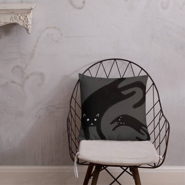 Throw Pillow Black Cat Home Decor Folk Art Modern Abstract Gothic Print Quirky Whimsical Cute Housewarming Birthday Gifts For People - image 1