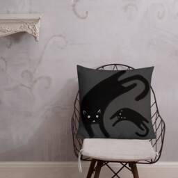 Throw Pillow Black Cat Home Decor Folk Art Modern Abstract Gothic Print Quirky Whimsical Cute Housewarming Birthday Gifts For People - thumbnail 2