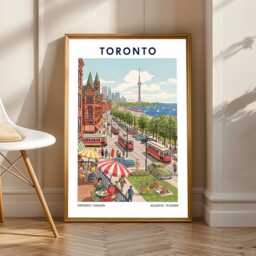 Vintage Toronto Travel Poster Retro Cityscape Art Print - thumbnail 1