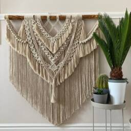 Wallhanging Macrame, Tapestry Wall Hanging, Large Macrame Bohemian Decor, Bedroom Decoration, Farmhouse Wall Tapestry - thumbnail 4