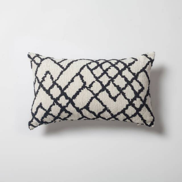 Black & White Kilim Lumbar Pillow Cover Bohemian Jacquard Woven Throw - 12x20 - image 1