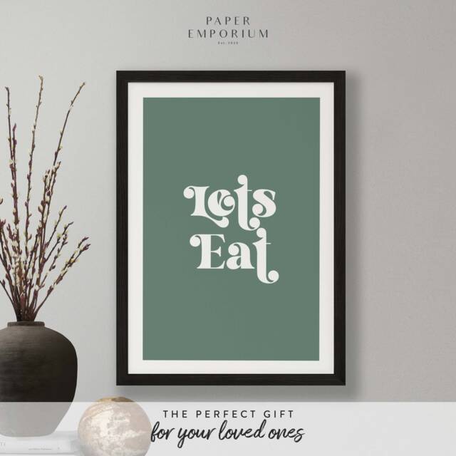 Lets Eat Print - Custom Colour Home, Kitchen, Bathroom Decor, Modern Typography, Bedroom Print, Stylish Boho Colours - image 1