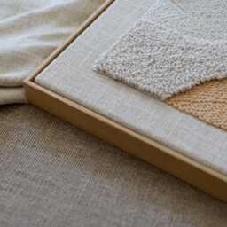 Handwoven Fiber Art Tapestry - Japandi Boho Wall Hanging, Natural Oak Frame - thumbnail 3