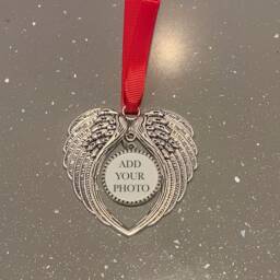Personalised Photo Angel Wings Memorial Memory Keepsake Charm, Car , Home Or Christmas Tree Decoration Of A Loved One - thumbnail 3