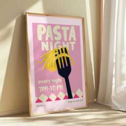 Pasta Night Kitchen Print Colorful Food Poster Art - thumbnail 3
