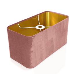 New Made To Order English Rose Pink Velvet Lamp Shade & Pendant Light Rounded Rectangular Shape Metallic Panels Lining - thumbnail 2