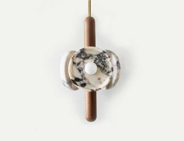 Triple Walnut & Calacatta Viola Marble Chandelier Kitchen Island Pendant Light Vanity Foyer Lamp - image 1