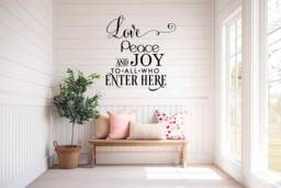Love Peace Joy Vinyl Wall Decal, Christmas Entryway Sign, Church Decor - thumbnail 1